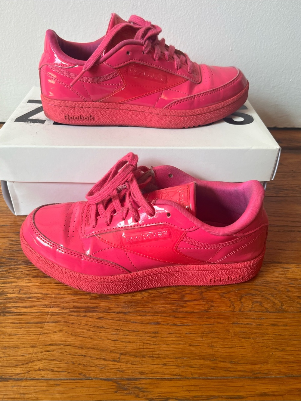 Reebok Cardi B x Wmns Coated Club C Double sneakers in 'Dynamic Pink'.